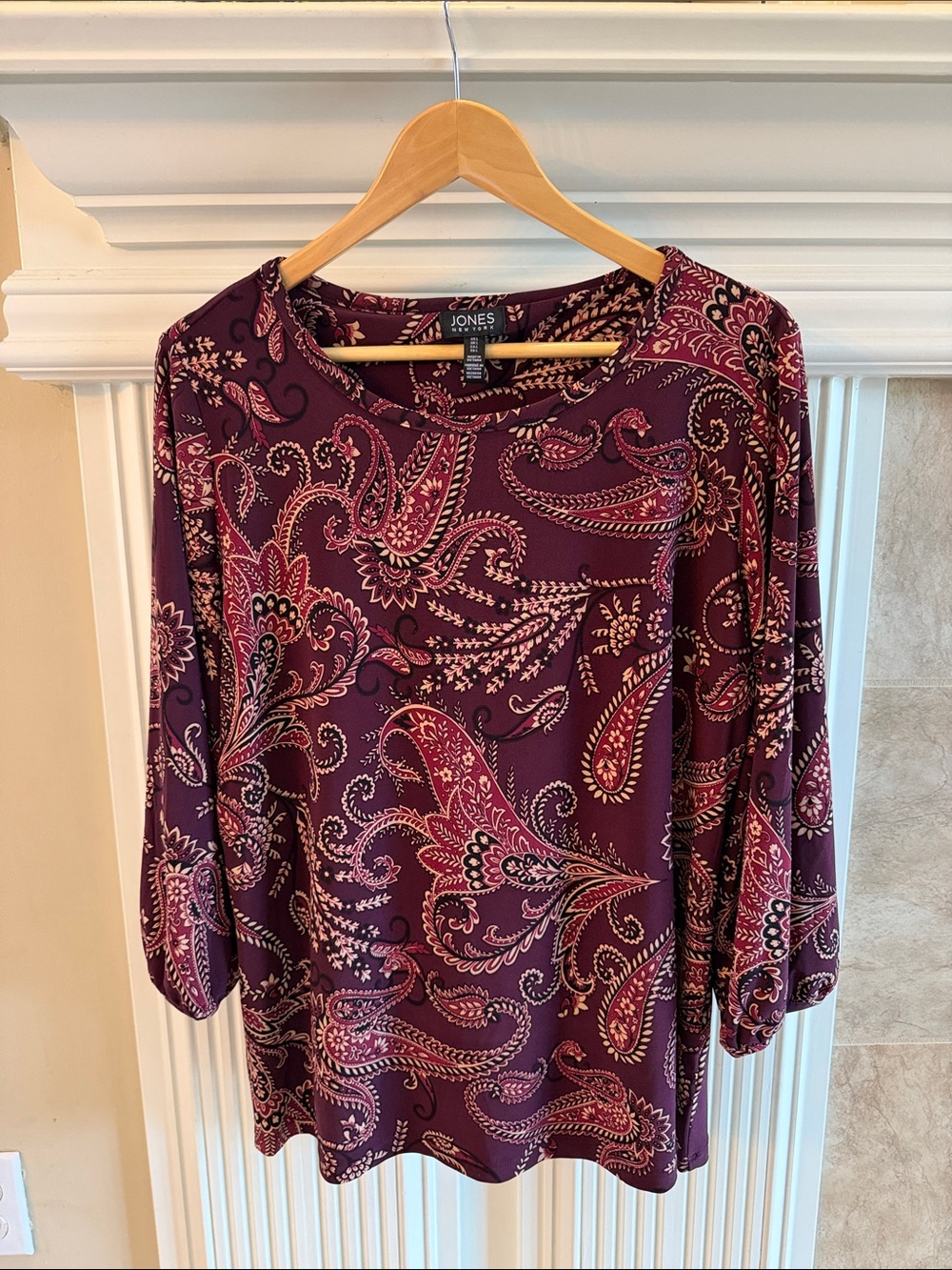 Jones New York Plum Paisley Long-Sleeve Tee